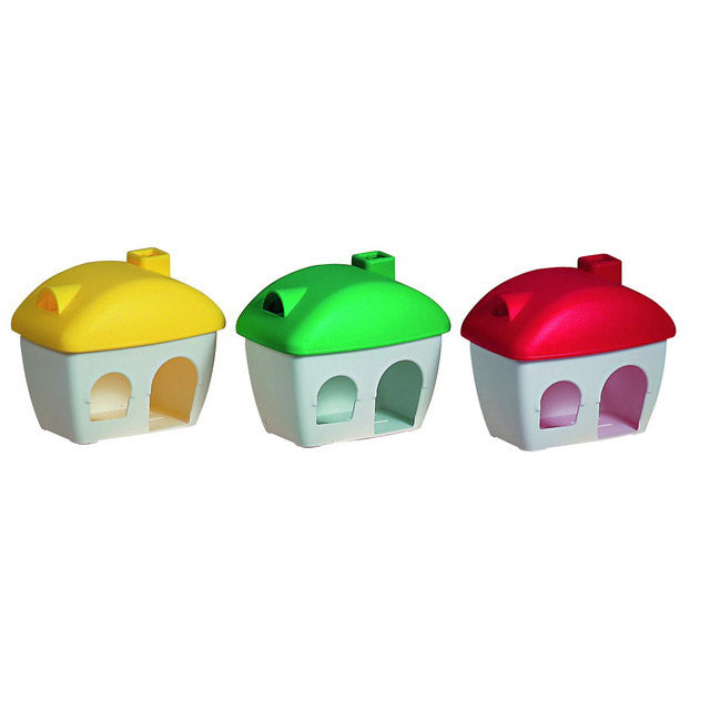 Casetta per criceti in plastica resistente, dimensioni 11 x 9 x 14 cm, nascondiglio grazioso per roditori
