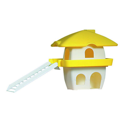 Casetta per criceti in plastica con scaletta, dimensioni 13 x 11 x 22 cm
