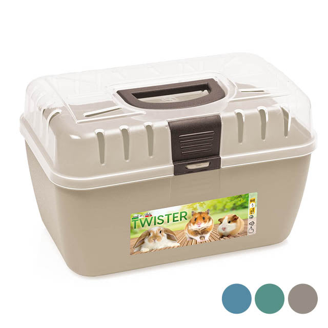 Trasportino in plastica per piccoli animali con coperchio richiudibile e gancio di sicurezza, 29 x 19 x 18 cm
