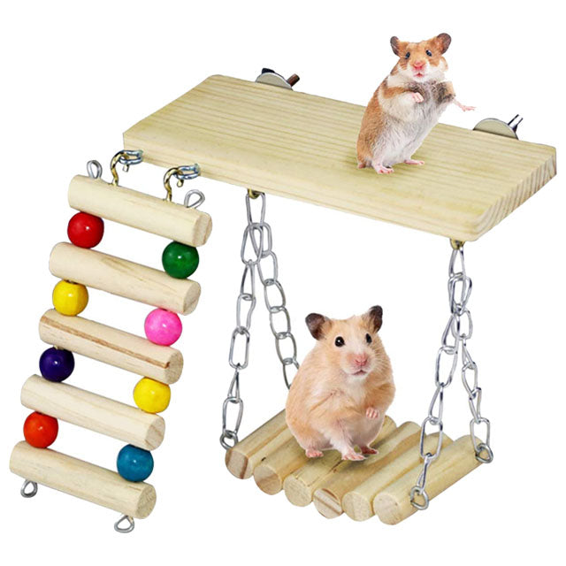 Gioco Rodix palestrina in legno con altalena e scaletta per piccoli animali, 6 x 15 cm