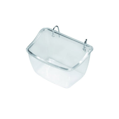 Mangiatoia trasparente per lori con ganci metallici in plastica resistente