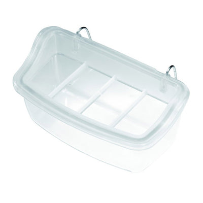 Mangiatoia smart interna per roditori in plastica trasparente con ganci metallici, 10 x 5 x 4,5 cm