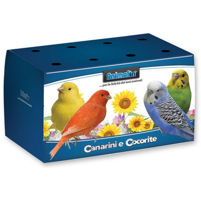 Trasportino per canarini e cocorite in cartone lucido con rivestimento PVC, 16x9x10 cm