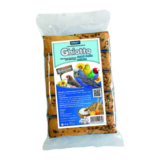 Biscottini Ghiotto per Uccelli Semi della Salute, confezione da 35 g con 5 biscotti