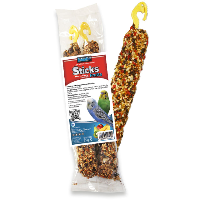 Sticks bastoncini frutta per cocorite con gancio, confezione 85 g
