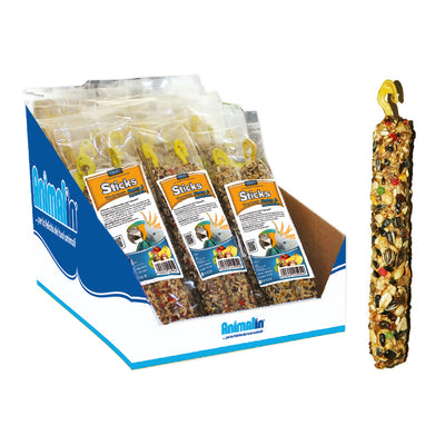 Sticks per pappagalli con frutta e nocciole, bastoncini da 150 g con gancio di sospensione