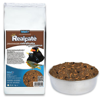 Pastone Realpate Extrafrutta con gamberetti essiccati per uccelli insettivori, confezione 1 kg