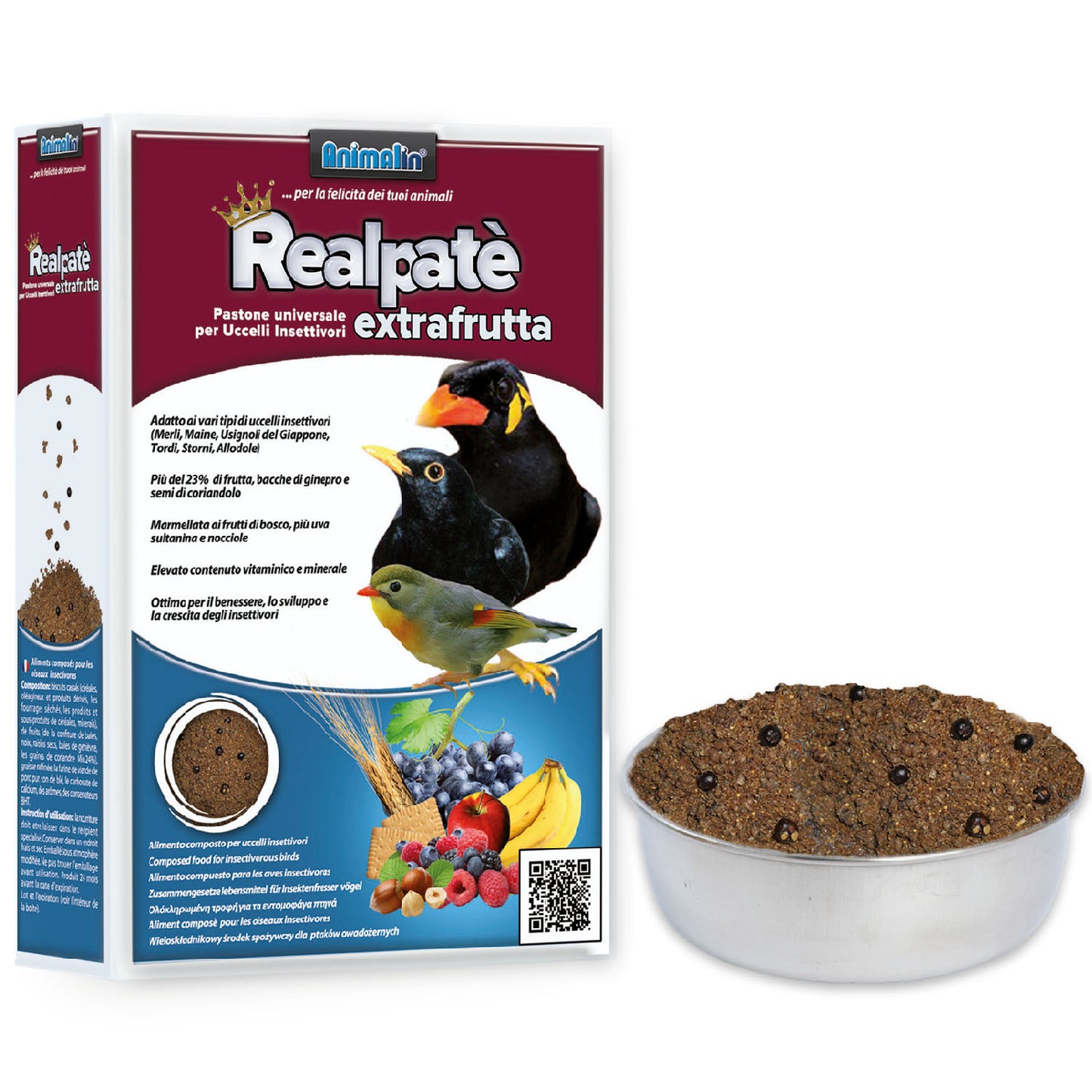 Pastone extrafrutta per uccelli insettivori e frugivori, 850 g, con frutta e cereali