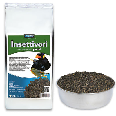 Mangime in pellet per uccelli insettivori, mix nutrienti completo da 1 kg