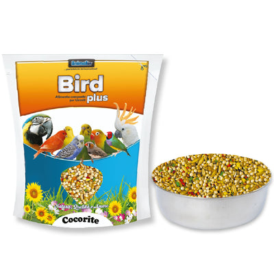 Mangime composto per cocorite con mix di miglio, avena e scagliola in confezione protettiva