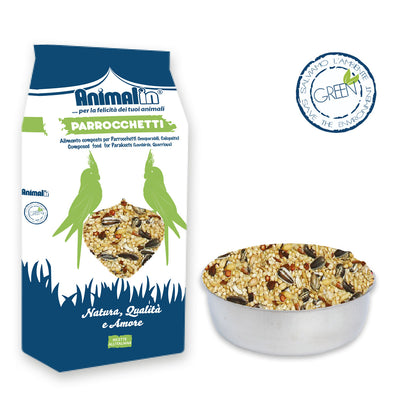 Mangime mix per parrocchetti in granuli con cereali e semi selezionati in confezione atmosfera protettiva