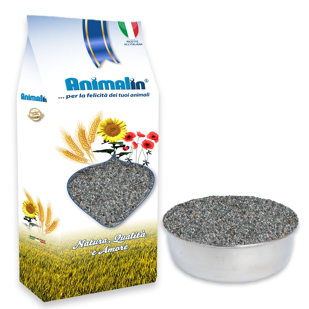 Seme di papavero blu per uccelli granivori, confezione 800 g in atmosfera protettiva