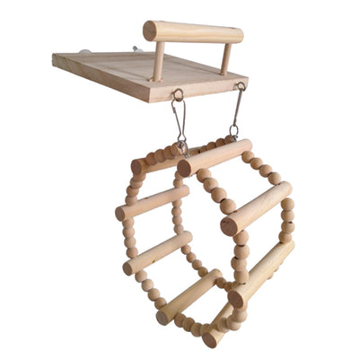 Palestrina gioco con ruota panoramica in legno per uccelli, 13 x 14 cm