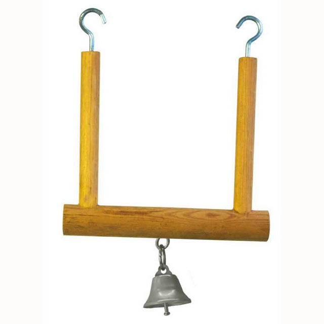 Altalena in legno con campanella per uccelli, dimensioni 12,5 x 19 cm