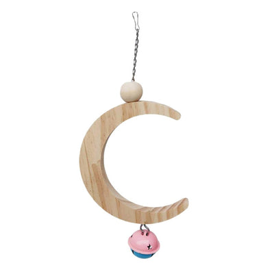 Gioco dondolo luna in legno con campanello per uccelli, diametro 14 cm