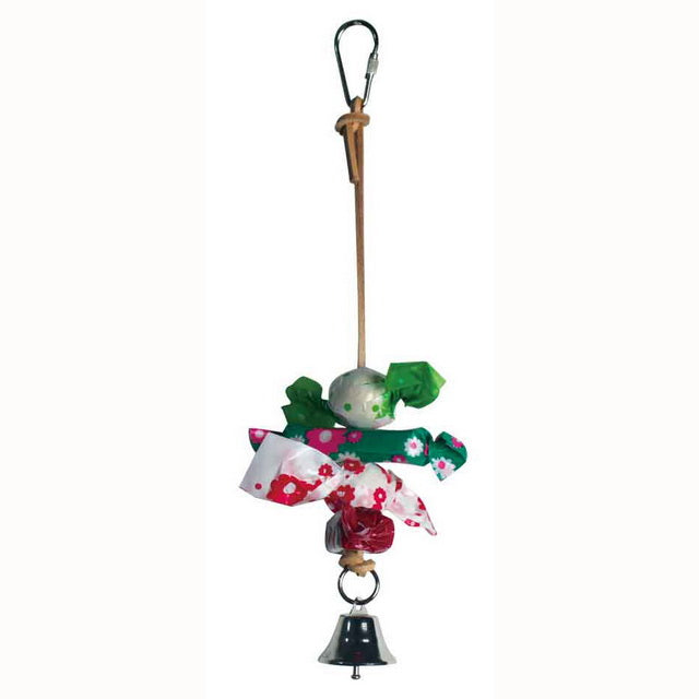 Gioco Bird Caramelle con Campanella per uccelli, corda naturale, 10 x 26 cm