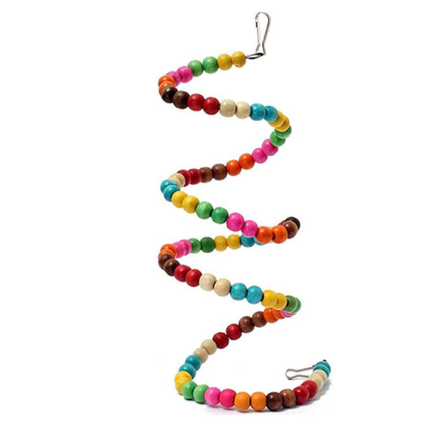 Gioco bird a spirale con perle in legno color per uccelli di piccola e media taglia