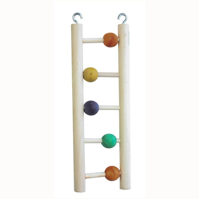 Gioco scaletta in legno per uccelli con palline colorate, 7,5 x 23 cm