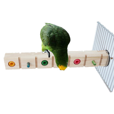 Posatoio puzzle in legno naturale per uccelli parrot, gioco interattivo con elementi di beccare