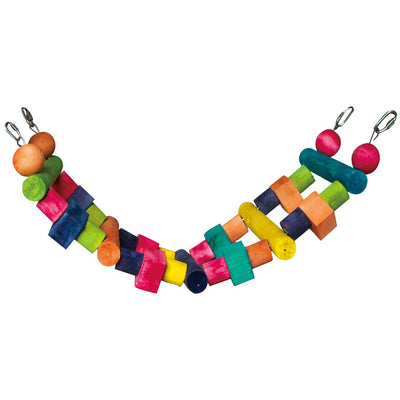 Gioco passerella colorata per pappagalli media e grande taglia, materiali naturali, 66 x 17 cm
