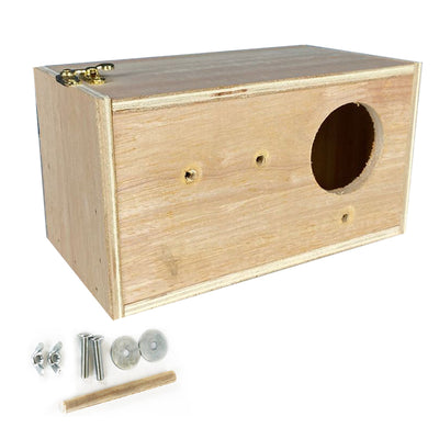 Nido in legno naturale per inseparabili, dimensioni 19,5 × 13 × 14,5 cm