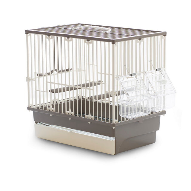 Gabbia canarina compatta 28x18x26 cm in plastica morbida con accessori inclusi per canarini e cardellini