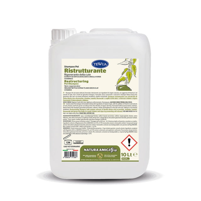 Tanica shampoo argilla verde ristrutturante Natura Amica Bio 10 L per cani e gatti