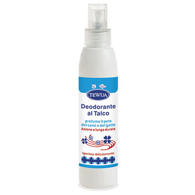Deodorante talco antiodori per cani e gatti, flacone da 250 ml con profumazione delicata