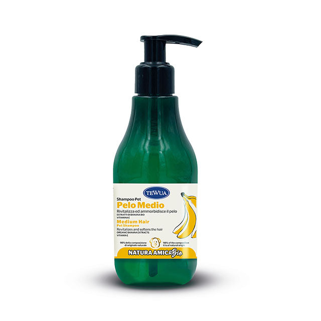 Shampoo rivitalizzante Banana Bio per cani e gatti a pelo medio, 250 ml, Natura Amica