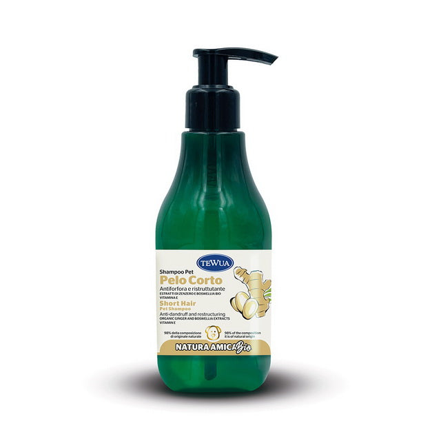 Shampoo antiforfora per cani pelo corto Natura Bio con zenzero, resina di Boswellia e frutto d'uva