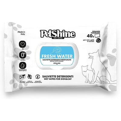 Salviettine detergenti profumate Fresh Water per cani e gatti, confezione da 40 pezzi, 30 × 20 cm