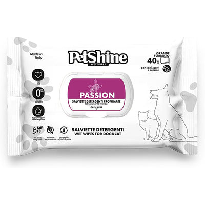 Salviette detergenti profumate Petshine Passion per cani e gatti, confezione da 40 pezzi, 30 x 20 cm