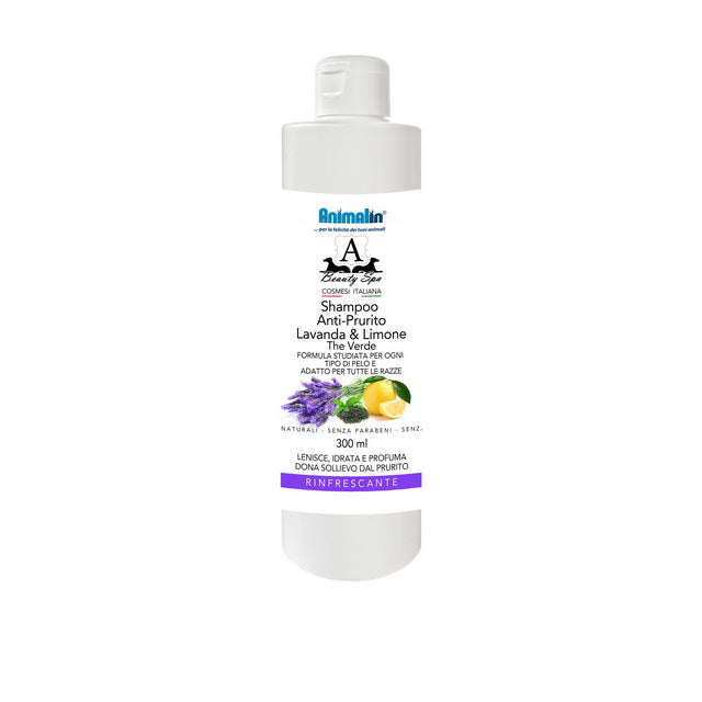 Shampoo spa anti-prurito per cani con lavanda e limone, flacone lenitivo per pelle sensibile