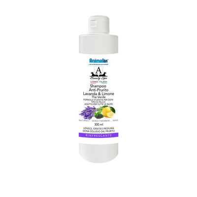 Shampoo spa anti-prurito per cani con lavanda e limone, flacone lenitivo per pelle sensibile