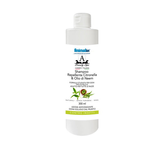 Shampoo repellente per cani Beauty Spa con olio di neem e citronella, flacone da 300 ml