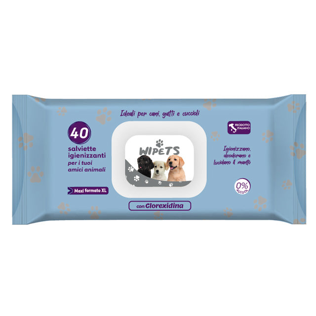 Salviette detergenti alla clorexidina per cani e gatti, confezione da 40 pezzi, 30 cm × 20 cm