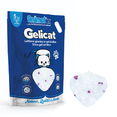 Lettiera per gatti in silicio Gelicat Lavanda, granuli assorbenti non polverosi