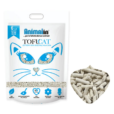 Lettiera vegetale al tofu ecologica per gatti, confezione da 6 litri, biodegradabile