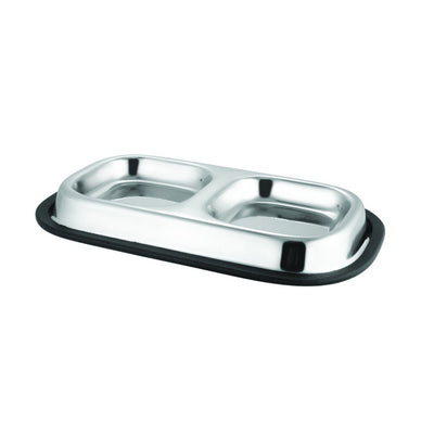 Ciotola doppia acciaio inox antiscivolo per cani e gatti con base stabile