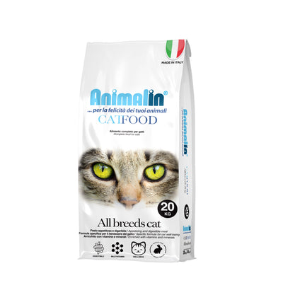 Mangime completo per gatti sterilizzati al pesce Animalin, sacco da 20 kg con proteine disidratate e aringhe