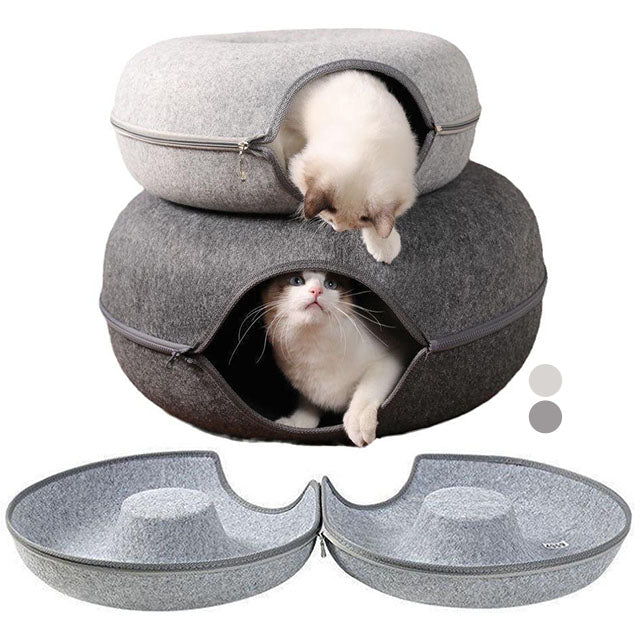 Cuccia 2in1 per gatto in feltro sintetico grigio, 60 cm x 28 cm, trasformabile in lettino