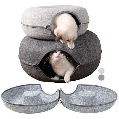 Cuccia 2in1 per gatto in feltro sintetico grigio, 60 cm x 28 cm, trasformabile in lettino