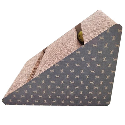 Tiragraffi angolare in cartone per gatti con gioco integrato e catnip naturale, 36 × 28 × 27 cm