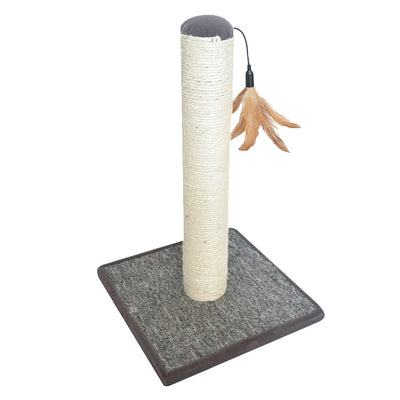 Tiragraffi per gatti in sisal con gioco piume, dimensioni 29x29x48 cm