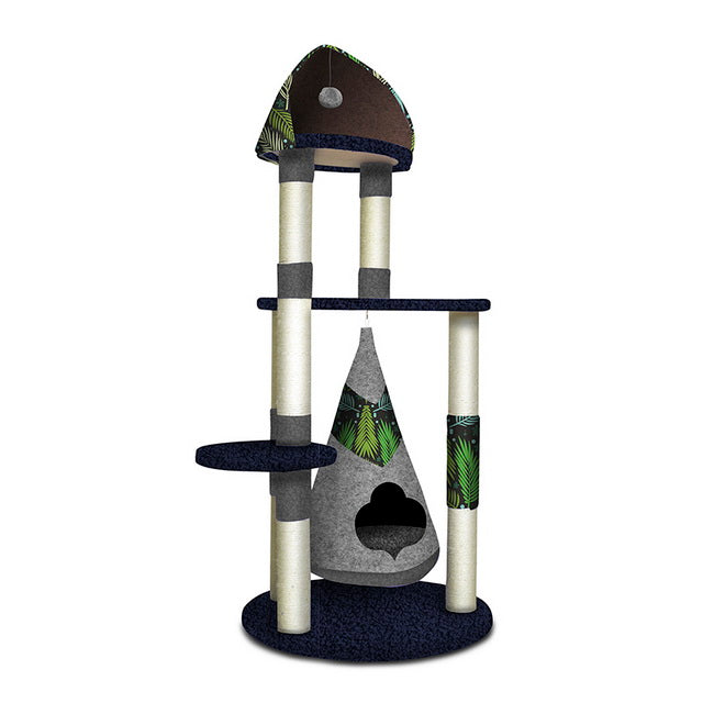 Tiragraffi per gatti Jungle con amaca integrata e giochi sospesi, struttura resistente per arrampicata e relax