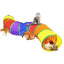 Gioco tunnel a S per gatti e piccoli animali, poliestere colorato arcobaleno con pallina sonaglio, 123 x 25 cm