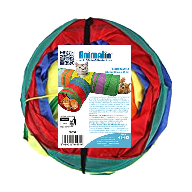 Tunnel da gioco per cani e gatti, 80x30x25 cm, in tessuto resistente con struttura flessibile