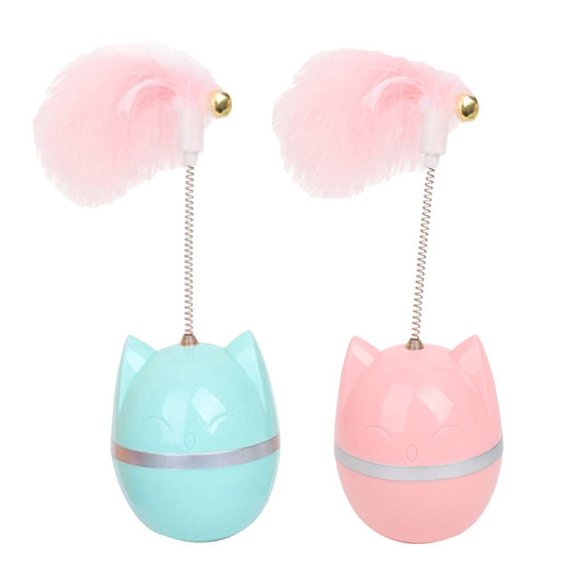 Gioco interattivo per gatti sempre in piedi con piuma e sonaglio, 7×9+16 cm