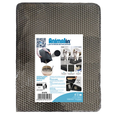 Tappetino lettiera gatto doppio strato impermeabile 45x60 cm con griglia superiore