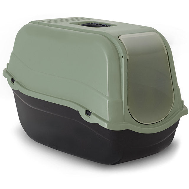 Toilette chiusa Romeo Eco per gatti in plastica riciclata con coperchio anti-gocciolamento e filtro al carbone